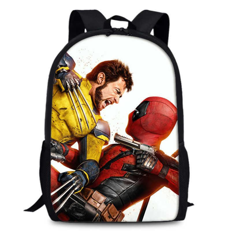 Deadpool And Wolverine Backpack Durable Oxford Fabric 15-inch Student Bag