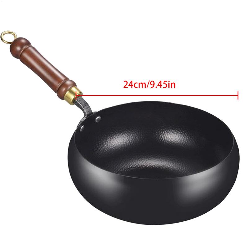 Wok Nonstick Traditional Iron Wok Ergonomic Uncoated Iron Pan With Lid For Home Outdoors Restaurant Camping Indoors