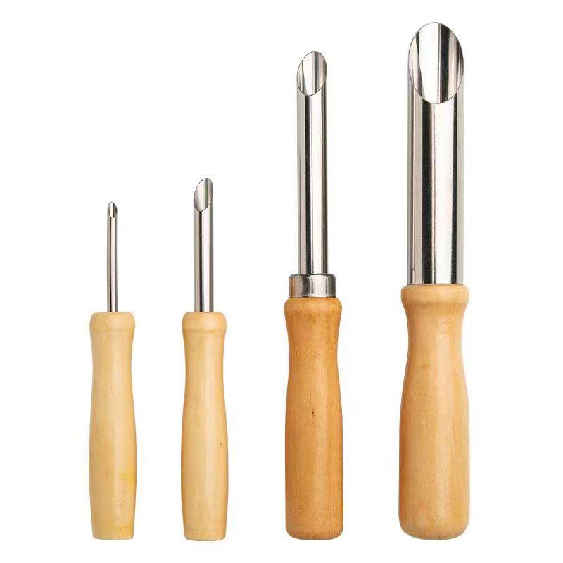 

4-Piece Ceramic Polymer Clay Punch & Drill Set - Round Stainless Steel Tools for Sculpture