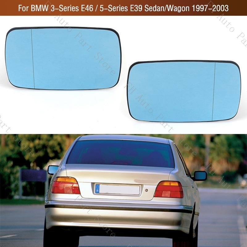 For BMW 3-Series E46 / 5-Series E39 Sedan Wagon 1997 1998 1999 2000 2001 2002 2003 Blue Heated Rearview Side Mirror Glass Lens