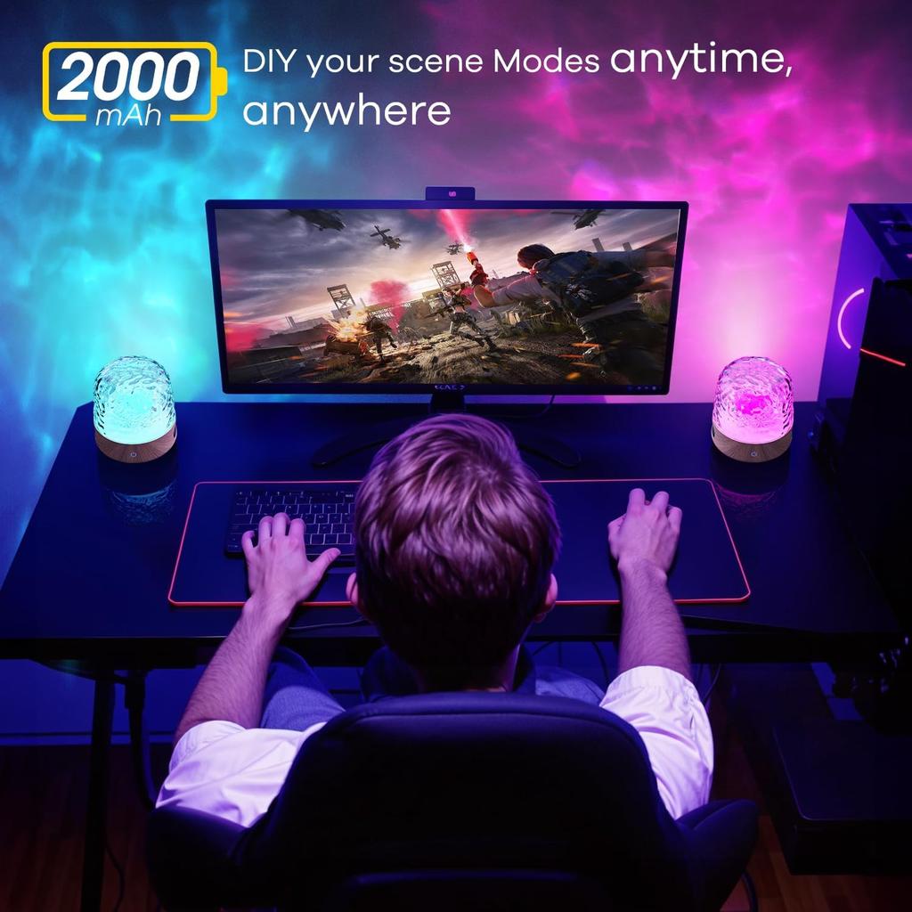 Luminorthe Cube Lamp, 9 Colors Northern Lights Projector, Ocean Wave Projector with Remote Control, Night Light with Bluetooth Speaker for Bedroom