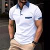 Men's Summer Color Block Pocket Sports Polo Shirt