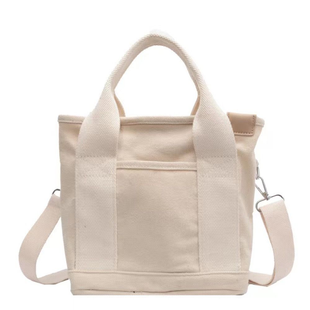 Multi-pocket Japanese Style Crossbody Bag Handbag Large Capacity Pure Color Tote Bag Mommy Bag Message Bag Canvas Shoulder Bag