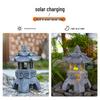 Solar Chinese Palace Lantern: Outdoor Zen Pagoda Statue Ornament, Resin Craft