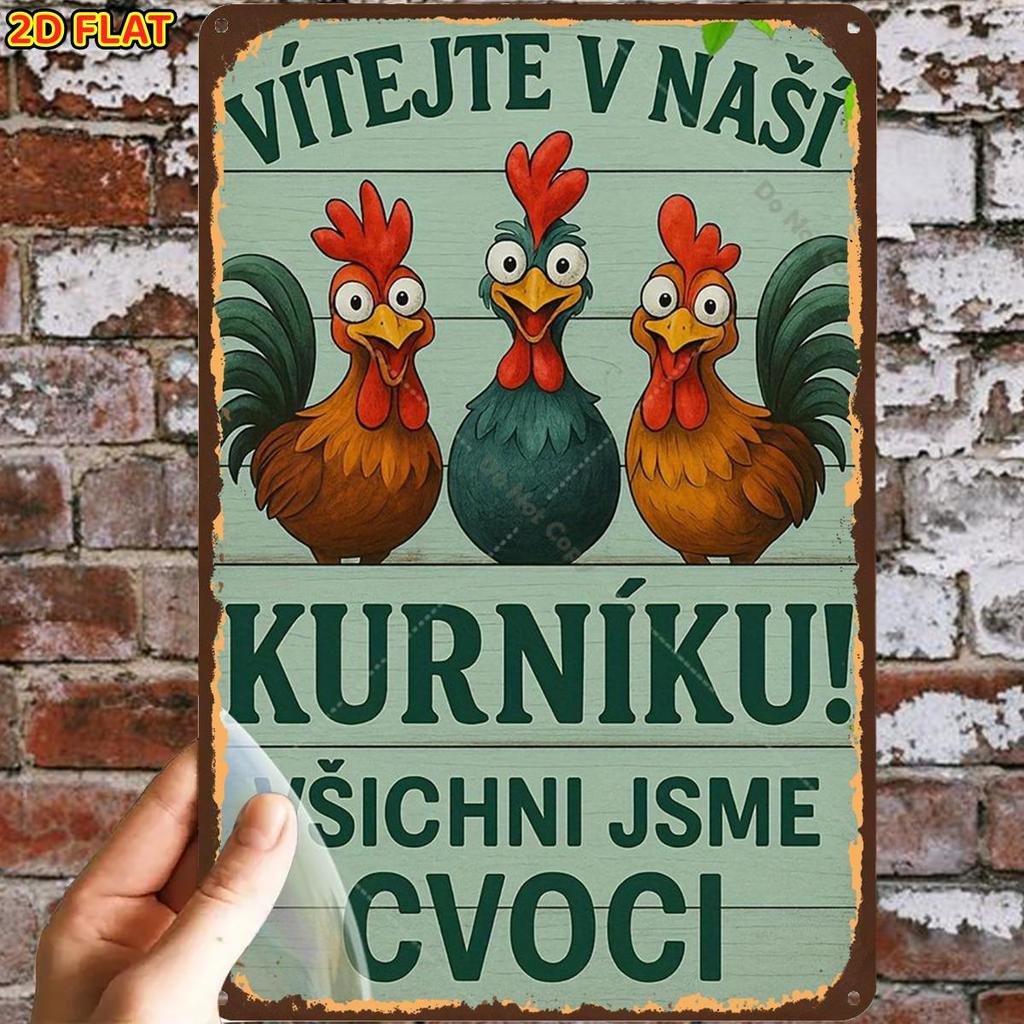 Rooster Family Sign Pcs Flat Metal Hanging Plaque with PreDrilled Holes for Home Garden Office Indoor Outdoor Decor