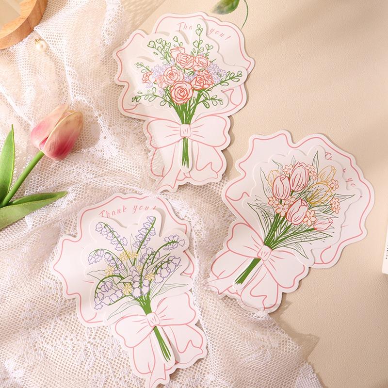 Creative Flower Bouquet Greeting Card Gift Small Card Gift Birthday Greeting Card Blessing Thank You Cards Festive Supplies