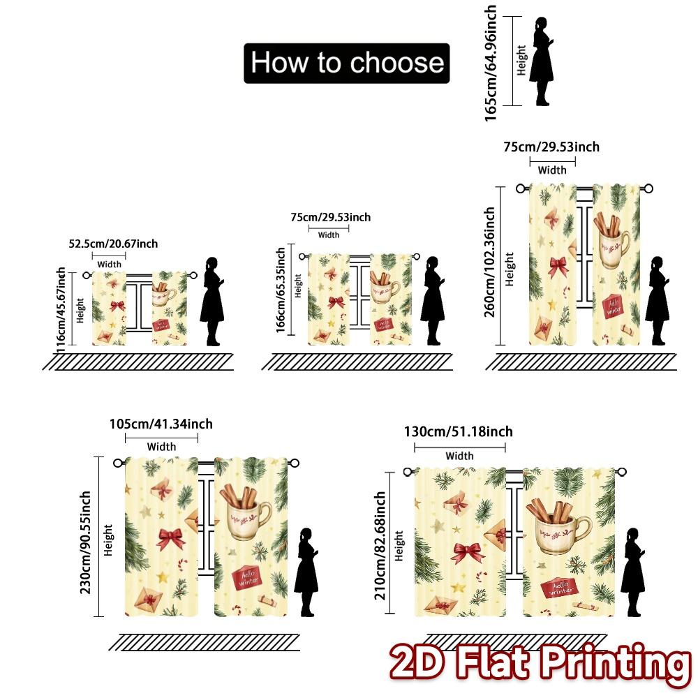 2pcs,Curtains Christmas Cozy Winter Holiday Watercolor Modern Modern Curtain Versatile Polyester Curtains Decorations Outdoor
