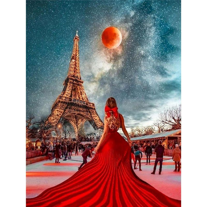 

5d алмазные наборы для рисования портрет элегантной женщины Алмазная вышивка мозаика замок пейзаж украшение дома Full Round 20x30CM