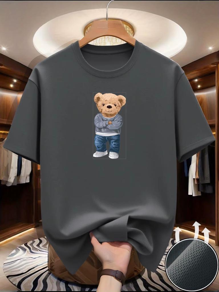 Unisexs Summer Exercise Trainning Bear Print Tshirts High Grade Breathable Quick Dry Short Sleeved Top Marathon Gym Fitness Tees