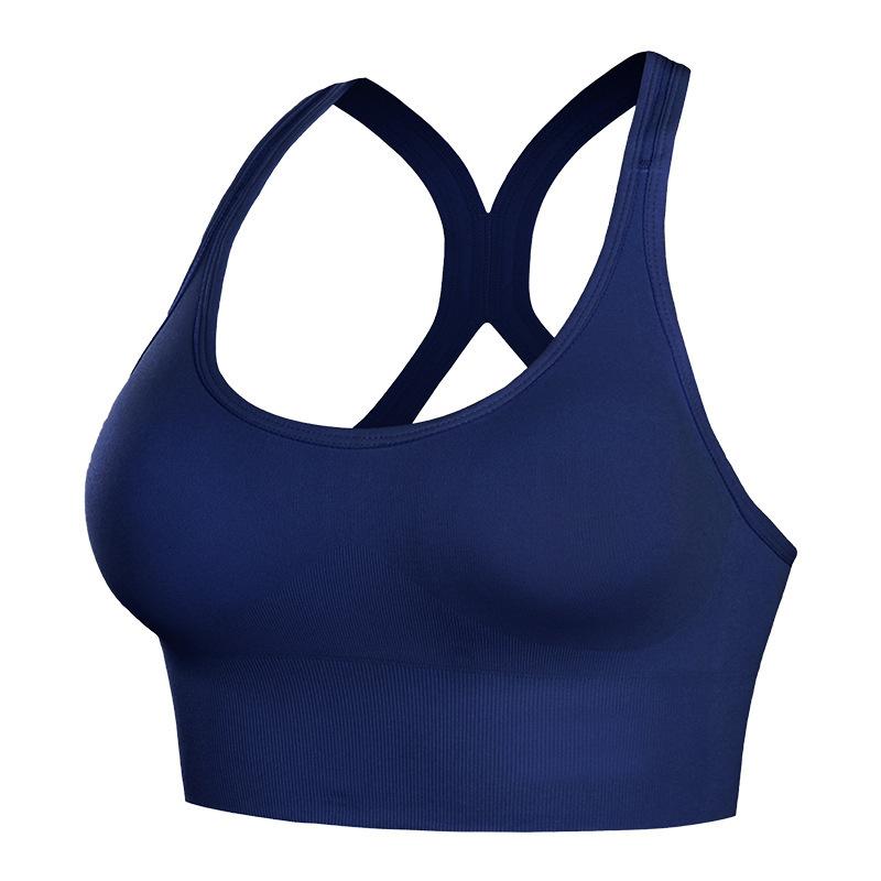 Seamless Breathable Sports Bra Back Closure Cross Back Push Up For Yoga Running