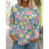 Mode femmes manches longues fleur T-Shirt col rond à manches longues vêtements décontracté vacances cadeau vêtements mode fête T-Shirt