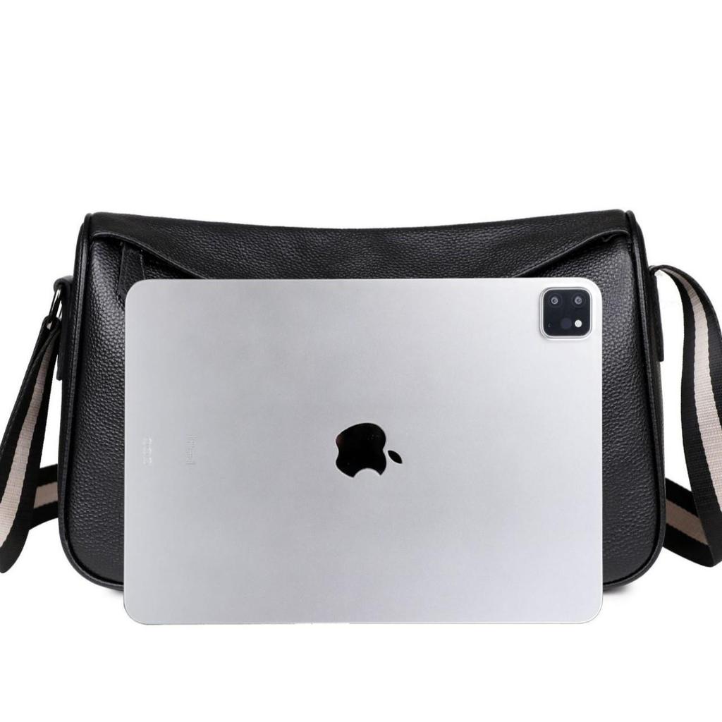 Men's Urban Minimalist Genuine Leather Crossbody Shoulder Bag - Large Capacity