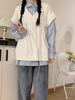 Korean Preppy White Sweater Vest & Shirt Set - Women's High-End Knitted Two-Piece for Spring & Autumn