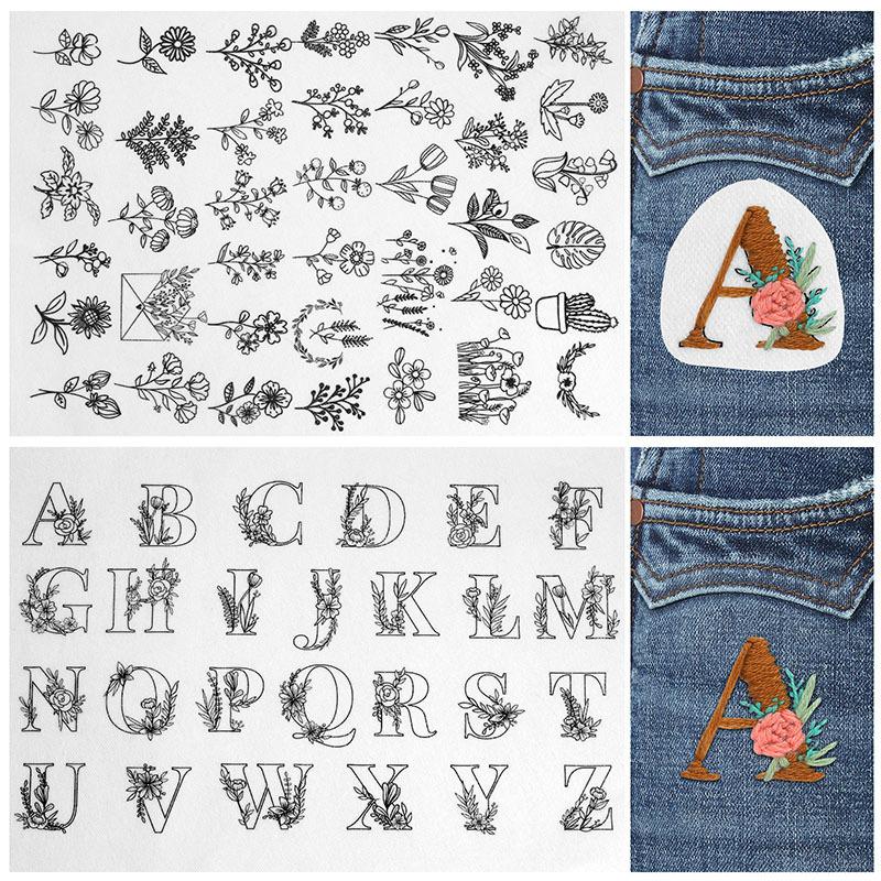 O varietate de modele autocolante din pânză brodată broderie manuală material DIY pungă broderie solubilă în apă manuală