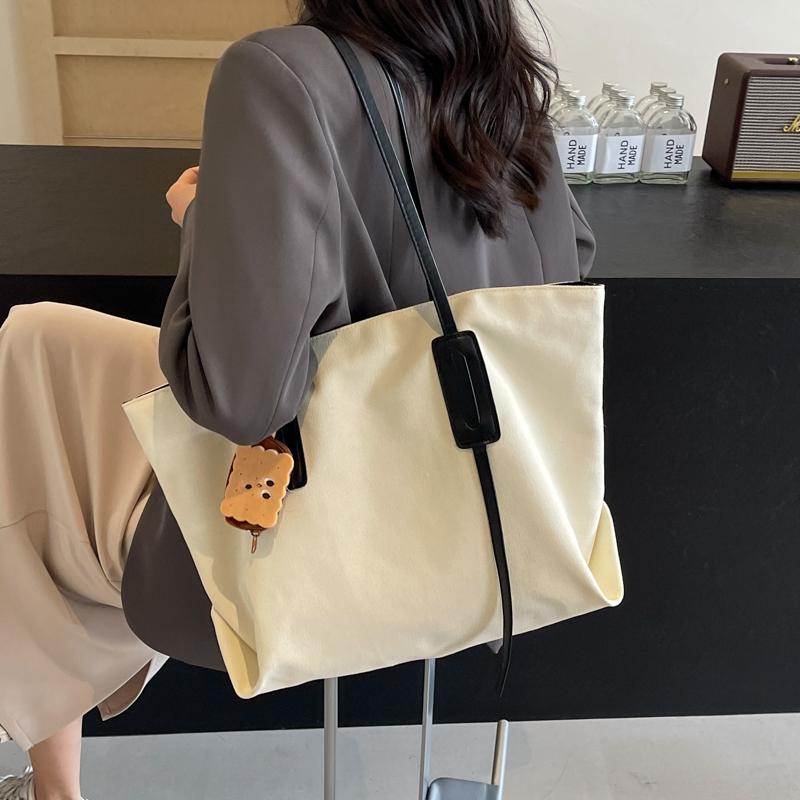 Большая вместительная холщовая сумка женская сумка через плечо сумка через плечо хаки — фото 8