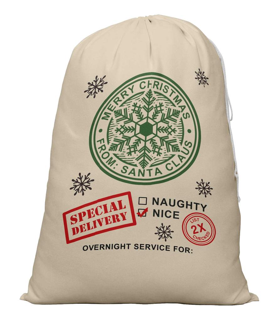 Printtoo 2 Pcs Santa Gift Sack for Kids Presents Xmas Bag Christmas Sack Personalized Bags 27x20 Inch