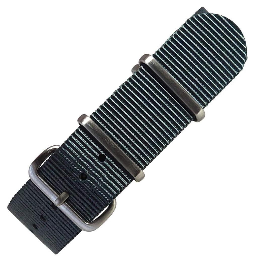 20mm NATO G10 Ballistic Nylon Watch Military Dark [time+] Strap, Band, Gray/Brushed