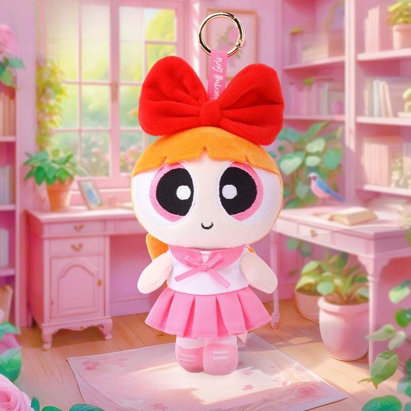 Girls The Powerpuff Plush Toy Anime Peripheral Cartoon Character Doll Keychain