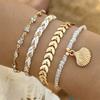 4pcs/set Bohemia Shell Bracelets for Women Ethnic Style Colorful Zircon Rice Beads Metal Chain Bangles Girl Summer Beach Zircon