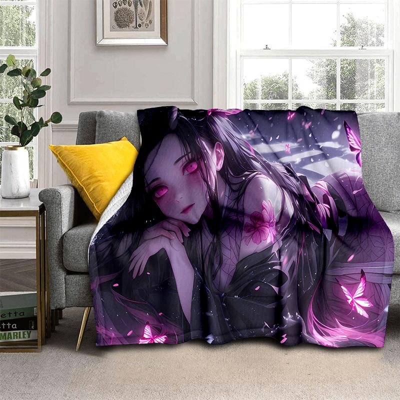 30 Style Demon S-Slayer Cartoon  Kamado Nezuko Anime Blanket,Soft Throw Blanket for Home Bedroom Bed Sofa Travel Office Kids