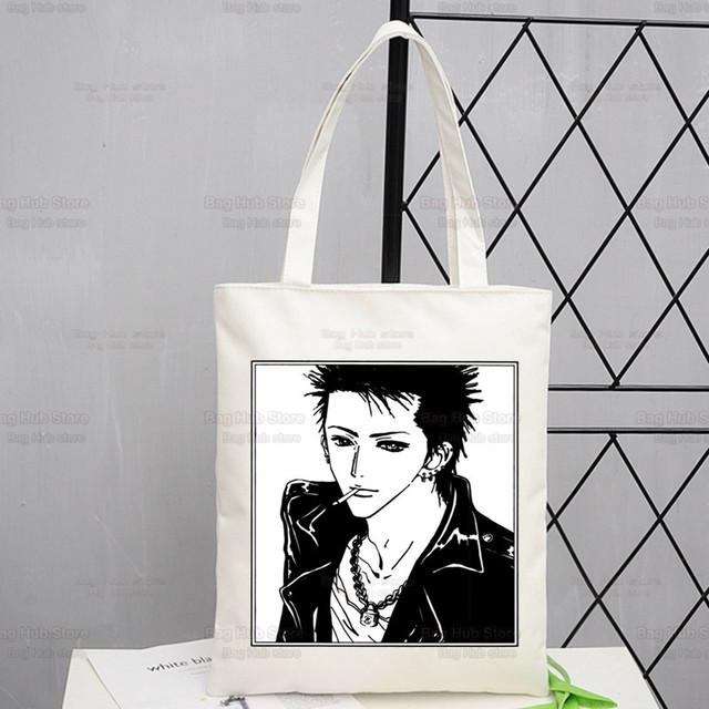 Nana Osaki Anime Women Package Canvas Bag Manga Komatsu Nana Handbags Shoulder Bags Casual Black Stones Shopping Girls Handbag