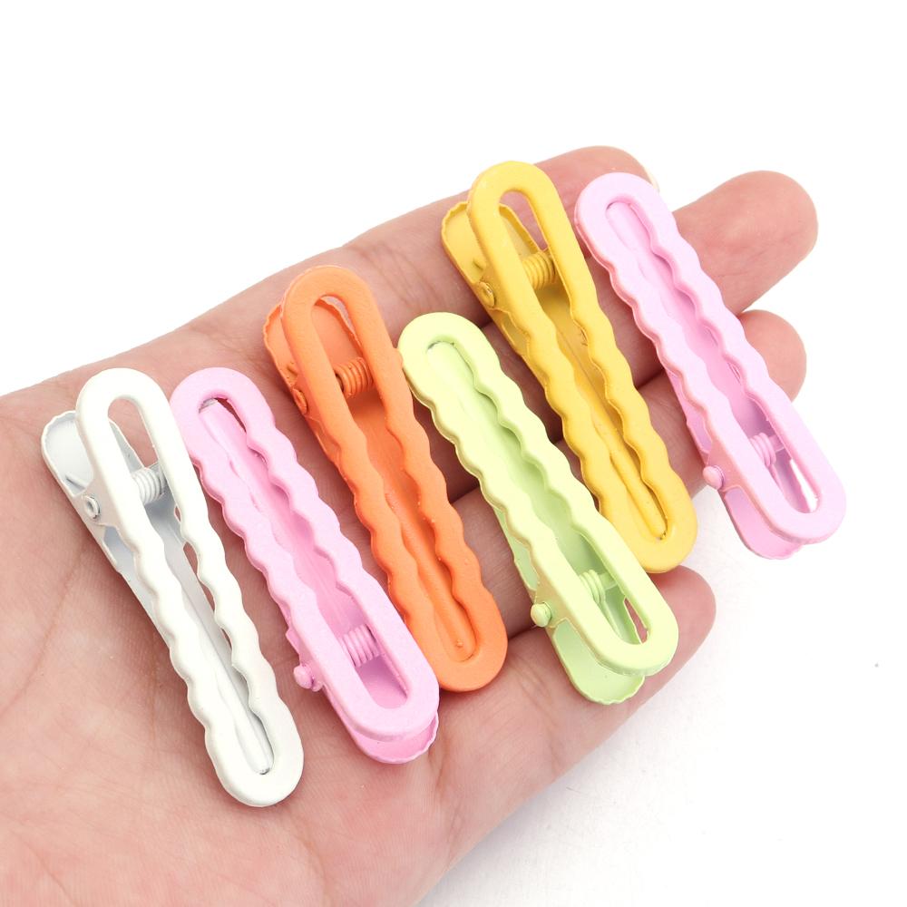 30pcs 5cm Candy Color Hair Clips Metal Hollow Wave Hairpin For Women Girls DIY Bangs Side Clip Makeup Hair Styling Accessories