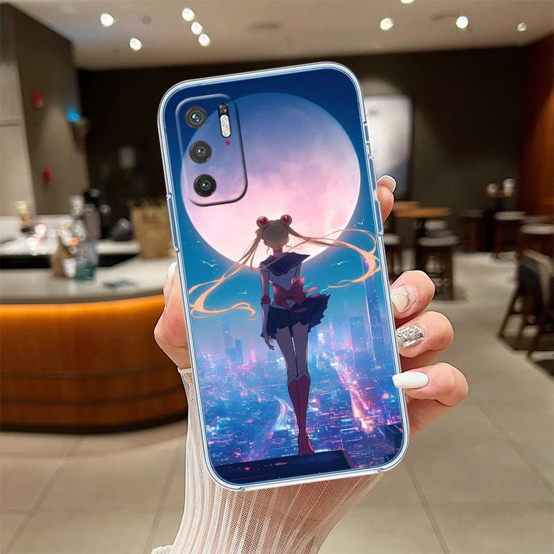 UP44 S-Sailors M-Moon Transparent Phone Case for Motorola Moto G7 G8 G9 G84 G85 G73 G24 G15 Z2 Play Power Plus Motorola Moto G9 Power