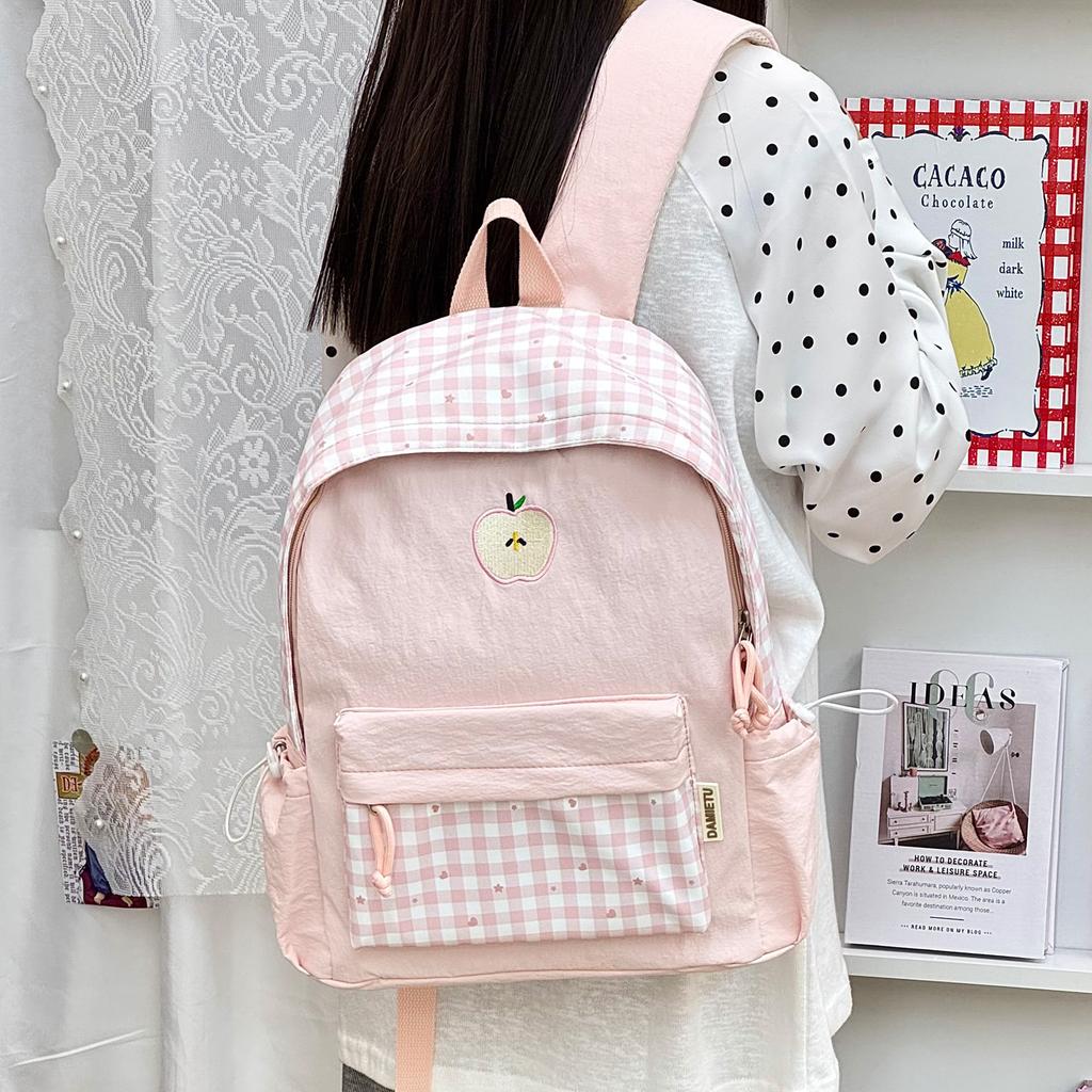 Schoolbag Japanese ins Casual Plaid School Bag Female Junior High School Student Elementary School Versatile Cute College Backpack Travel Backpack