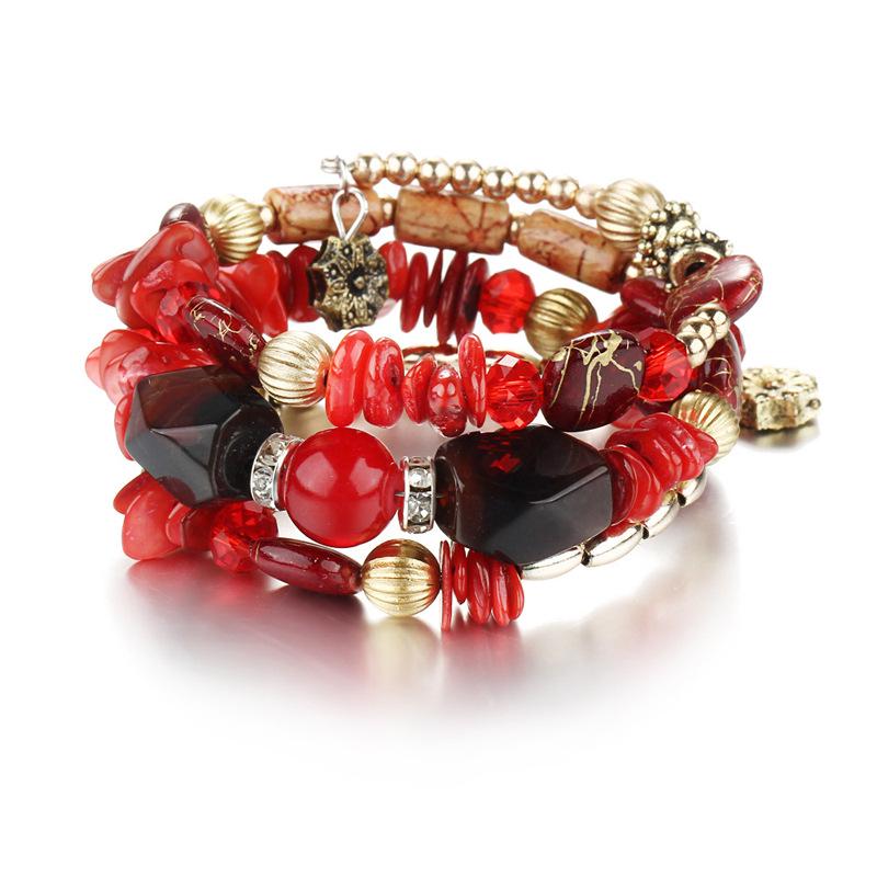 European & American Bohemian Multi-layer Agate Shell Elastic Bracelet for Women