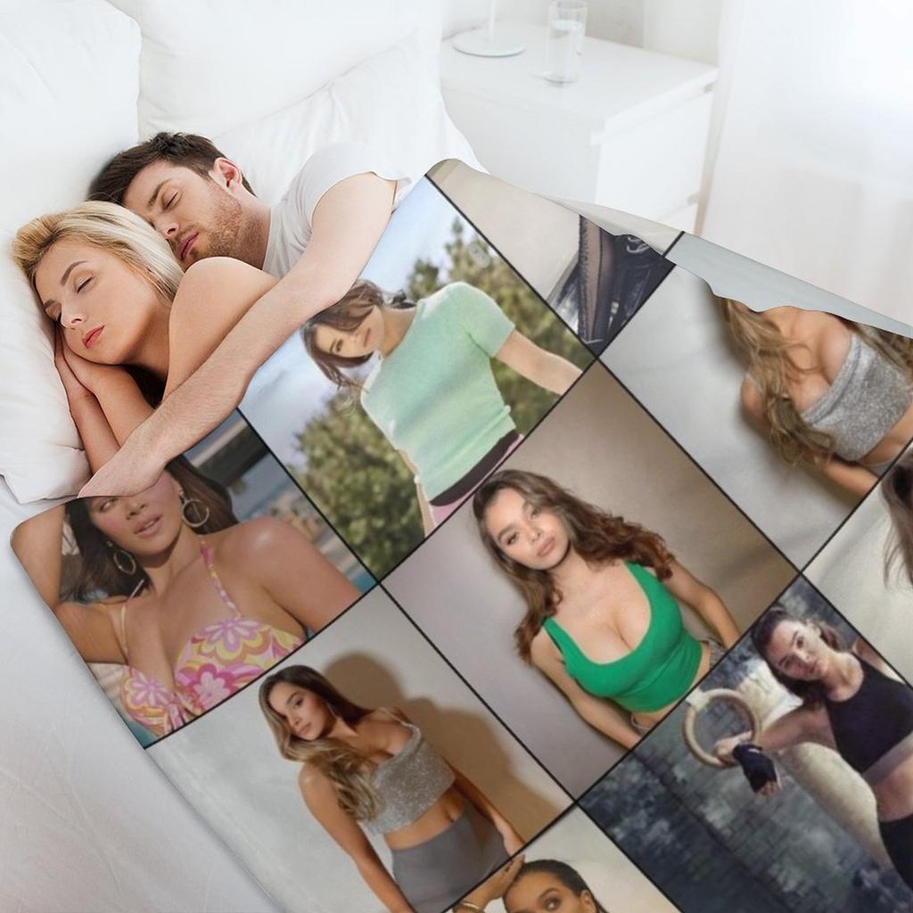 Hailee Steinfeld Photo Collage Throw Blanket Flannel sofa bed Fashion Sofas For Decorative Sofa Blankets