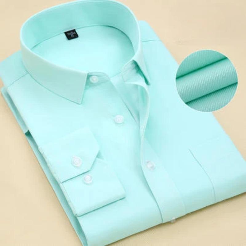 Double Collor Full Shirts for Men Plus Size Slim Fit Formal Plain Shirt Over Size Office Clothes Solid Long-sleeve Business Tops