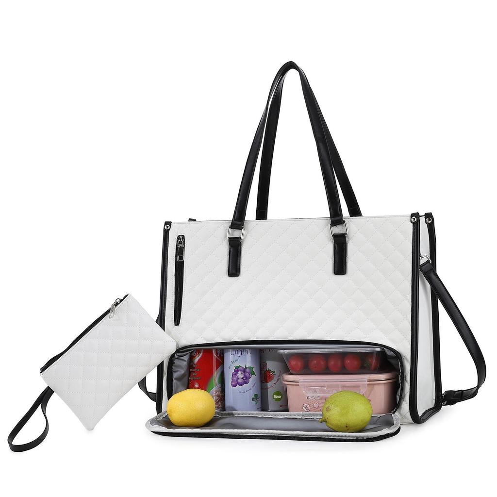 Large-Capacity Tote & Laptop Bag with Lunch Box, Crossbody or Shoulder Style