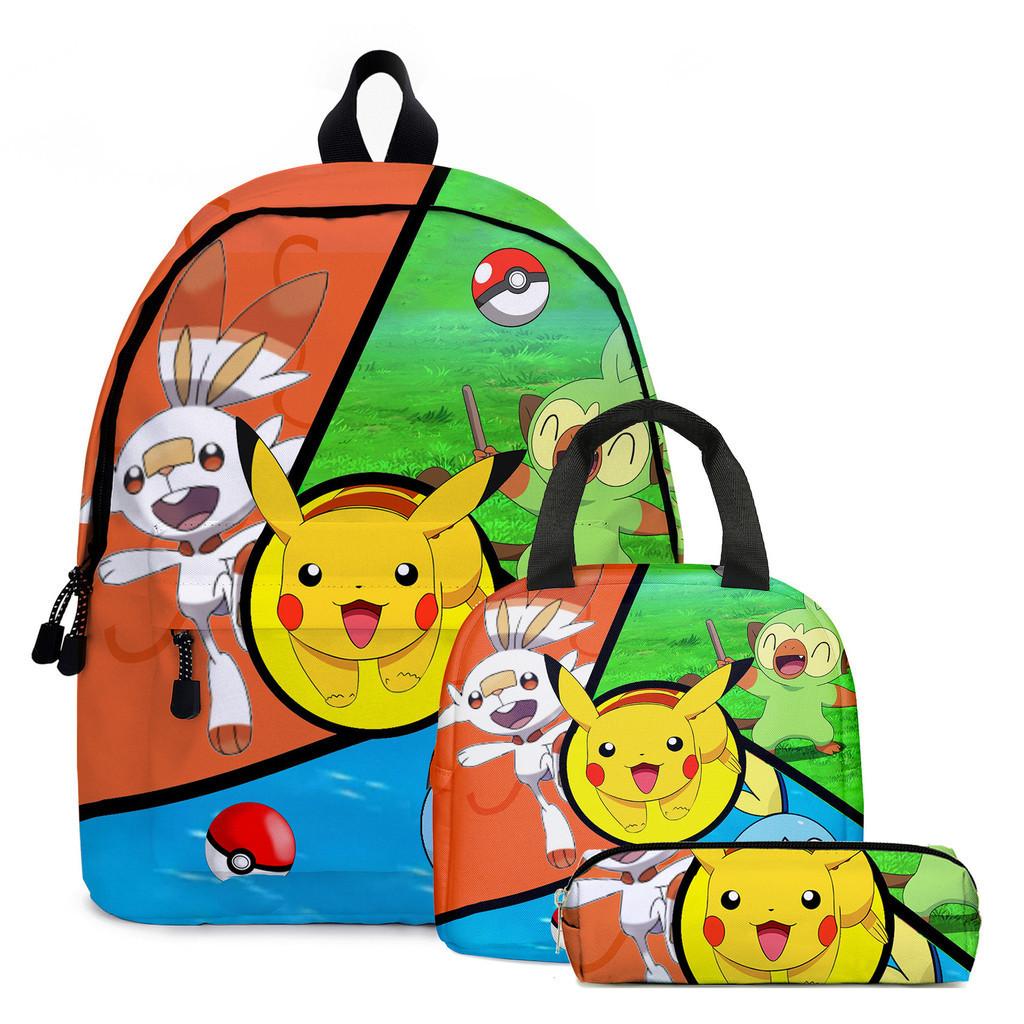 Fashionable 2024 New Print Backpack Pencil Case Lunch Bag Set For School Kids