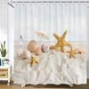 Perdea de Duș Plajă Marea Scoică Stea de Mare Perdele de Duș 180*180Cm Impermeabilă Baie Casă Material Lavabil Paravan Baie 12 Cârlige