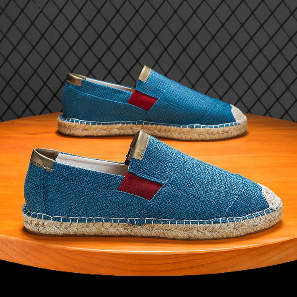 2025New Men Linen Casual Shoes Women Handmade Weaving Fisherman Shoes Fashion Casual Flat Espadrilles Driving Shoes Big Size