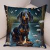 Moon Boat Butterfly Dog Corgi Cushion Cover Double Print Decor Pet Animal Pillowcase Soft Plush Pillow Case for Car Sofa Home