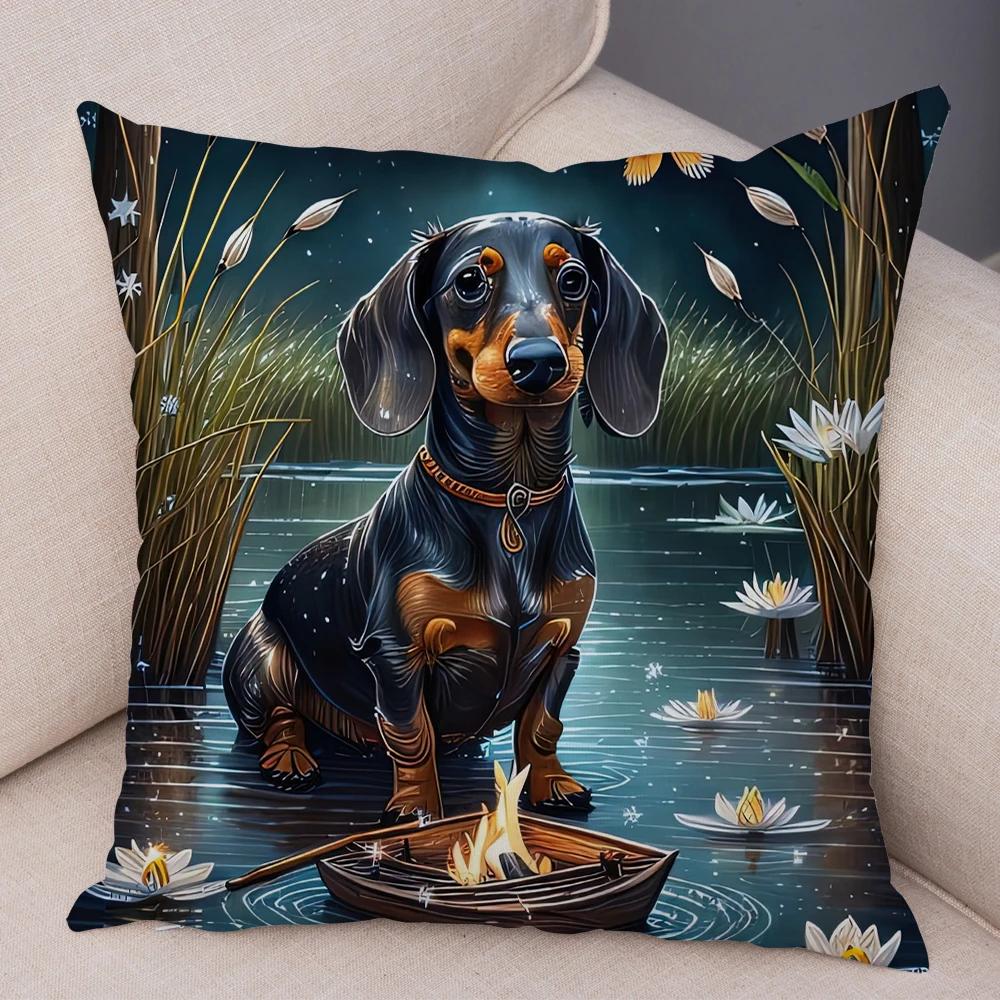 Moon Boat Butterfly Dog Corgi Cushion Cover Double Print Decor Pet Animal Pillowcase Soft Plush Pillow Case for Car Sofa Home
