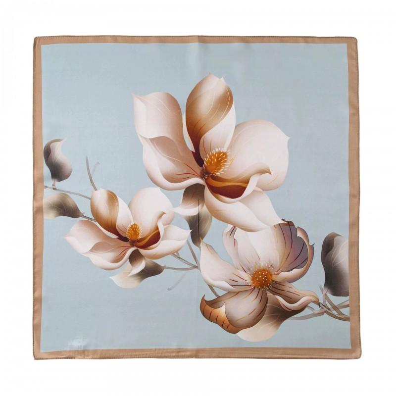 100% Mulberry Silk Square Scarf 53x53cm Floral Print Neckerchief Women