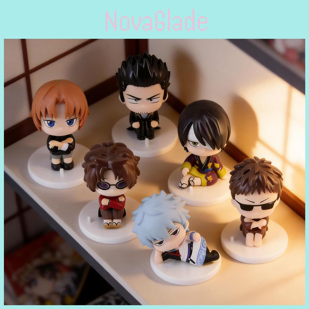 Gintama Pvc Figurine Set With Sitting Characters For Desk Decor And Gift Ideas