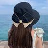 Bucket Hat with Hand-Knotted Bow Decoration Flat Dome Wide Brim Women Fisherman Hat Summer Outdoor Sun Protection Hat