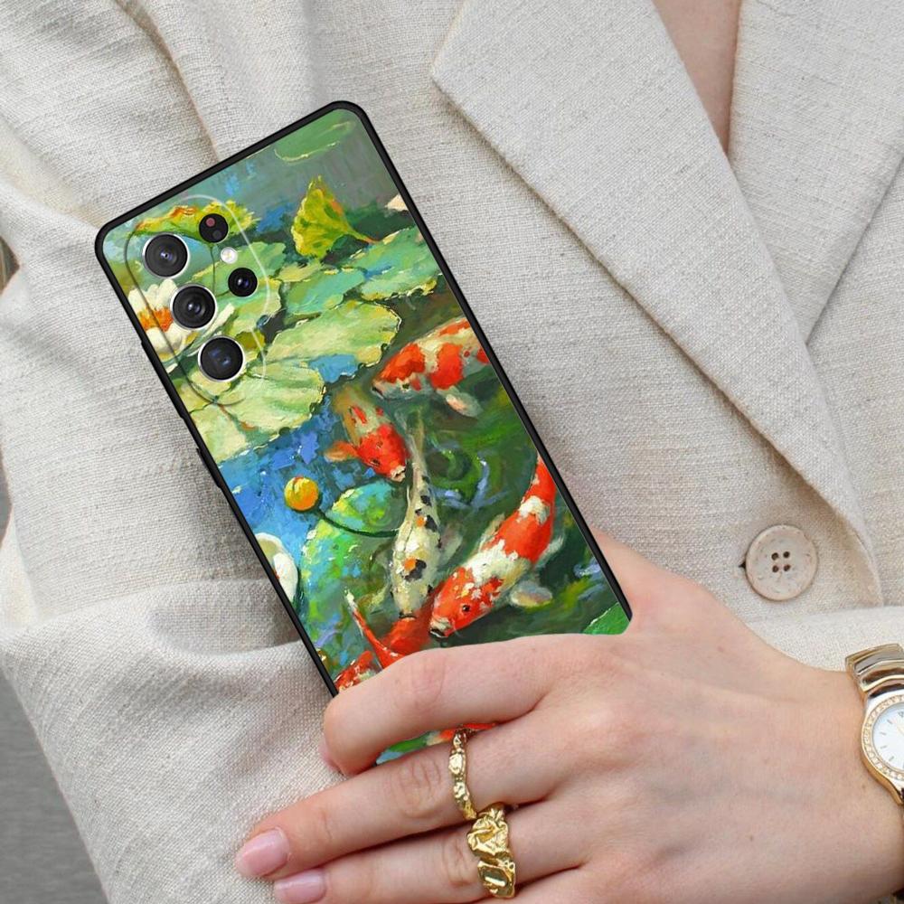 Koi Carp Fish Painting Cell Phone Case for Samsung Galaxy S26 Ultra S25 S24 S23 S22 S21 S20 Note10 Cover