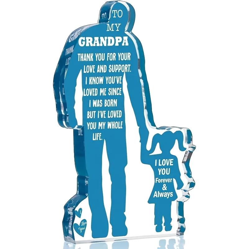 

1pc Contemporary Acrylic Grandpa and Granddaughter Figurine - No Electricity Needed, Ideal Birthday, Father S Day Gift - Acrylic Desktop Ornament 12.7*7.62cm