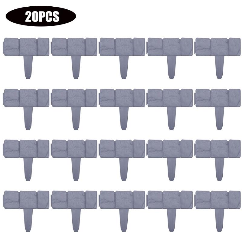 Q1JB 5/10/20 Pcs Imitation Stone Effect Lawn Fence Gardening Edging Interlock Flower Bed Border Plant Bordering Grass Edge