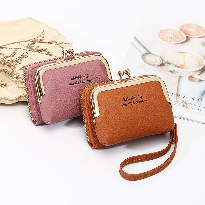 2026 Newest Women's Wallet Wrist Strap Short Coin Purse Card Holder Korean Style Coin Clip Bag Multi-Card Slot