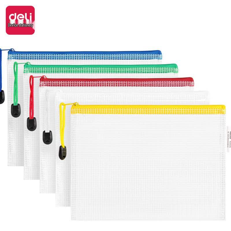 Deli A5 Transparent Mesh Zipper Bags