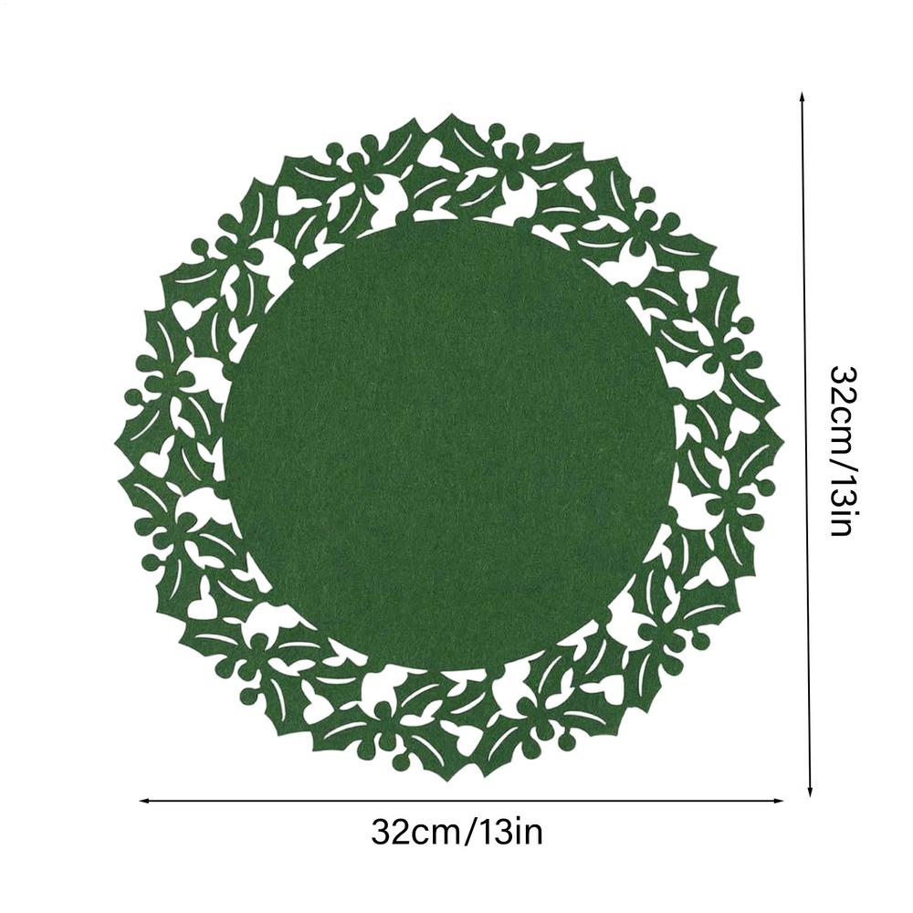 6 Pieces 13 Inch Felt Coasters Leafs Flower Round Felt Mats Absorbent Fabric Tabletop Protection Cup Mat Desk Coaster Decor