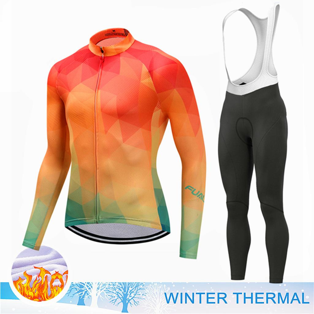 Winter Thermal Fleece Cycling Jersey Set Top MTB Bike Outdoor Men's Road Bicycle Clothing Long Sleeves Shirt Uniform