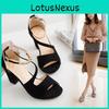 Sommer Damen Sandalen Mit Samtmaterial Und Blockabsatz Für Freizeit