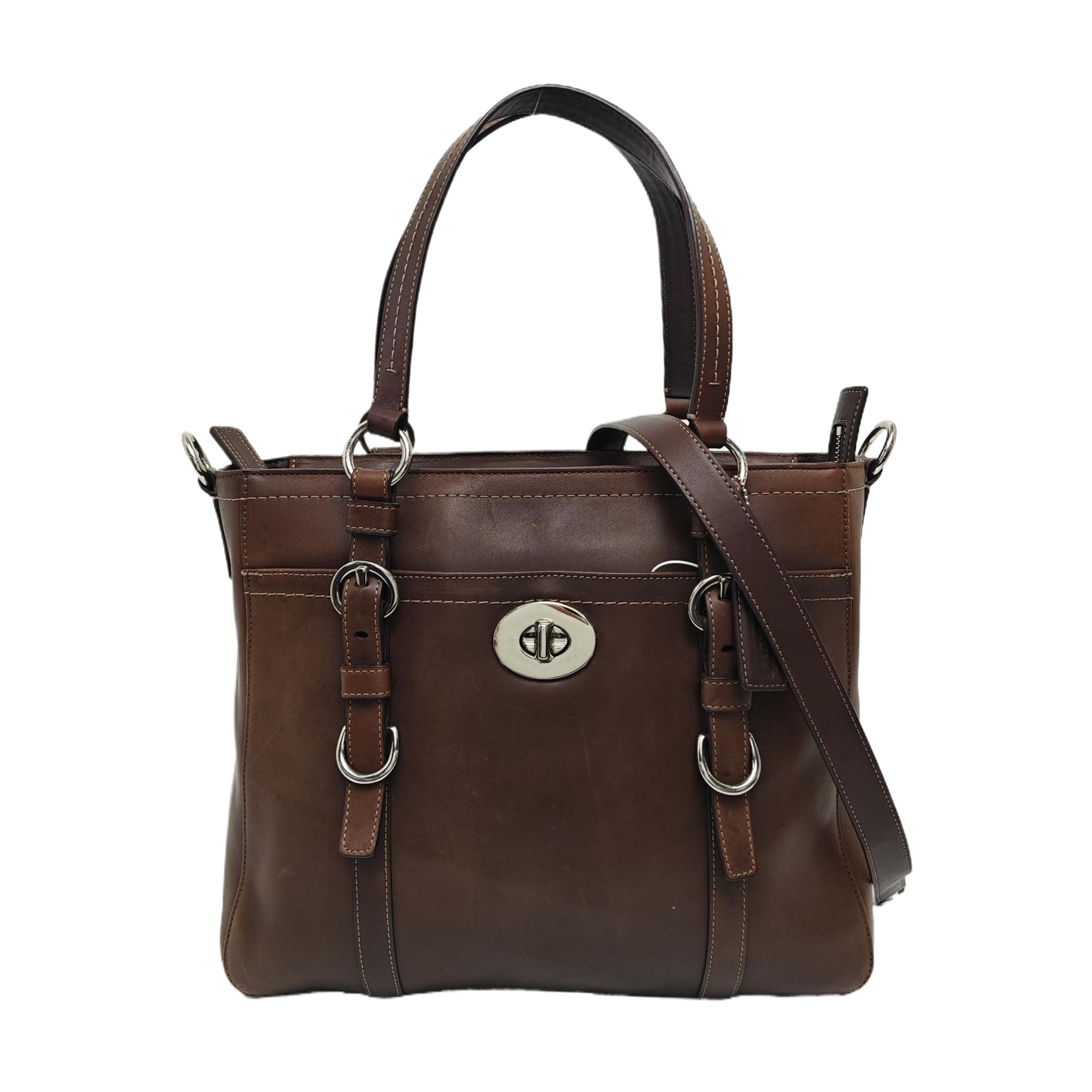 [Pre-Owned] Chelsea 34 Solid Color Letter Logo Zip Leather Tote Shopping Bag Shoulder Crossbody Handbag Large - Good #1H1K8AD ONE SIZE