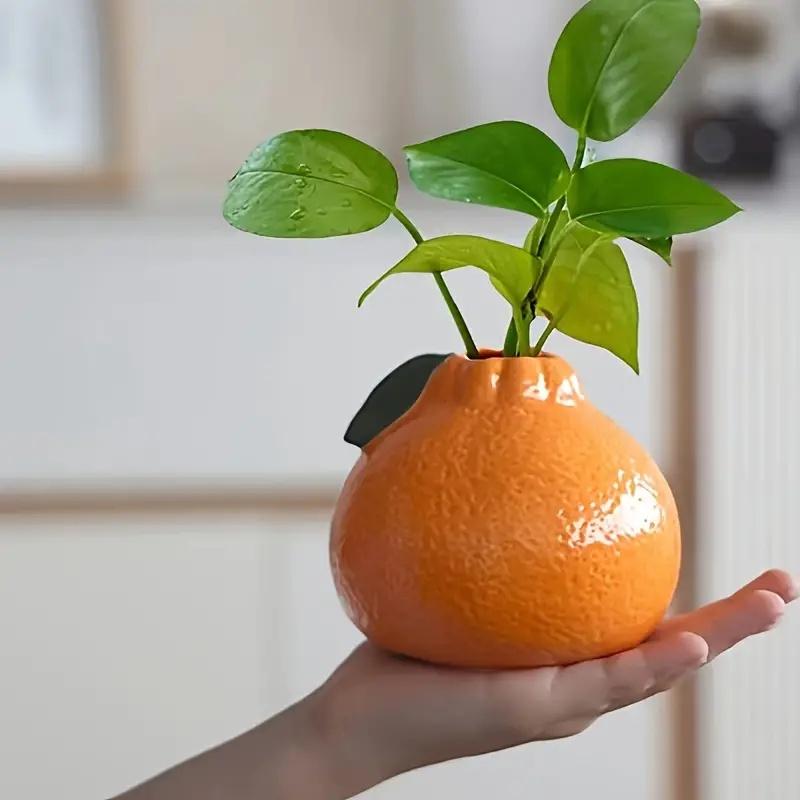 1PC Fashion Orange Plastic Vase Fruit Shape Home Decorative Tabletop Ornament